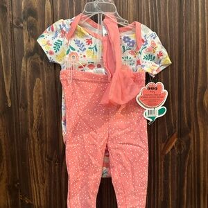 Floral Baby Outfit with Coral Pants